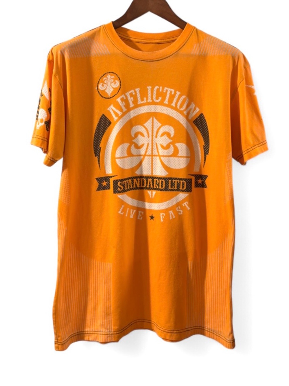 Y2K Affliction Orange Graphic Short-Sleeve T-shirt Size Men’s XL